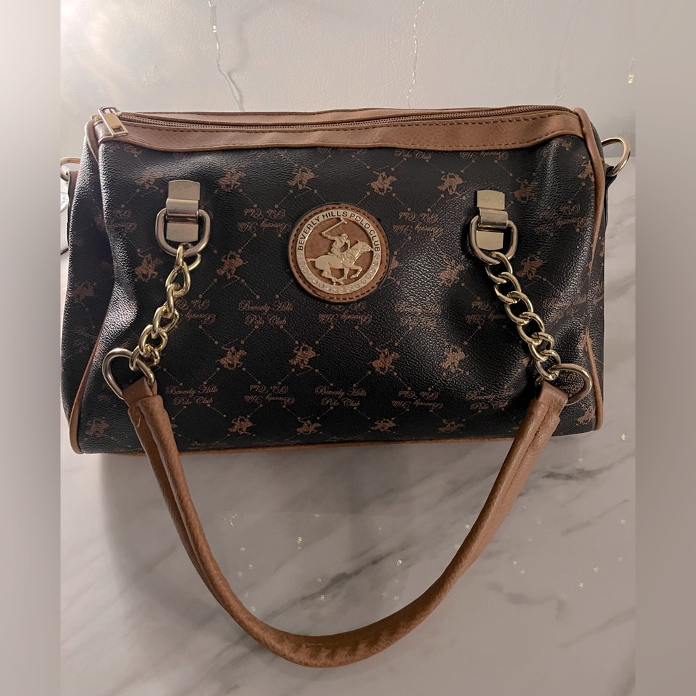 BEVERLY HILLS POLO CLUB Brown Handbag Satchel Purse Bag